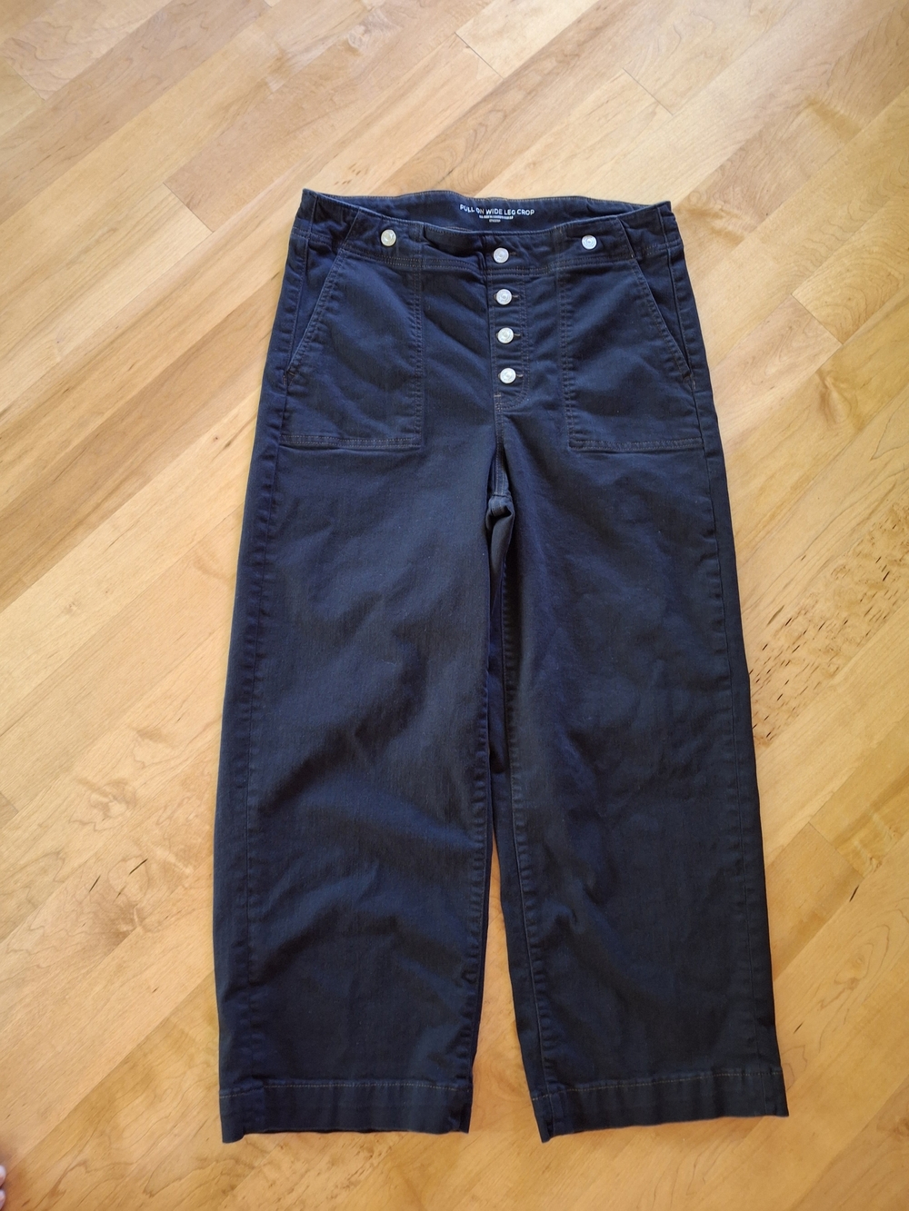 Chico's Black Wide-Leg Button-Front Jeans Size 2.5 (14)